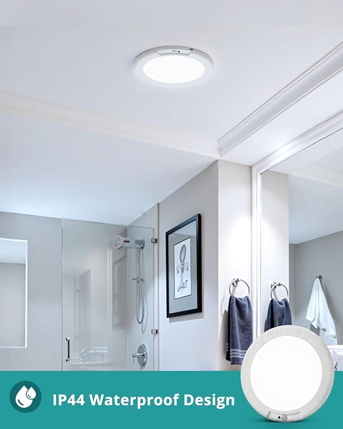 wowatt 4Pcs Battery Operated Ceiling Lights Rechargeable with Motion Sensor | Wireless Shower Light with Remote, 3000K 4500K 6500K 7.48", Dimmable Stick On Battery Light for Ceiling,Lámparas Recargables
