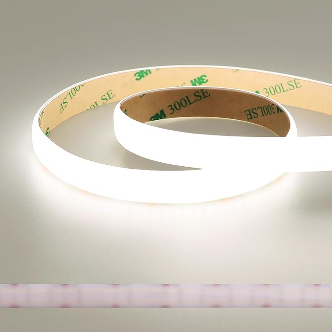 JOYLIT PRO+ 24V LED Strip Diffused 2 Rows 16.4FT 5000K 601LM/FT Waterproof | CE UL, CRI 92+, 560LEDs/m White, 12MM, Dotless, Dimmable, Self-Adhesive, for Kitchen Cabinet,Cove(Lights Only)