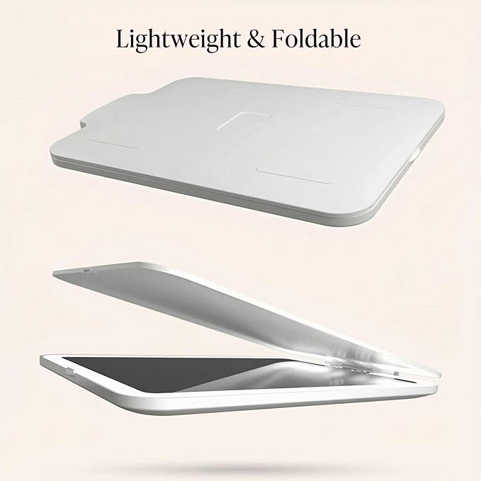 Fancii Rechargeable Travel Makeup Mirror with Bright LED Lights and 3 Color Modes - Ultra Thin, Portable and Lightweight, Touch Dimming, Compact Folding Mirror, Lighted Vanity Mirror, Nora Mini