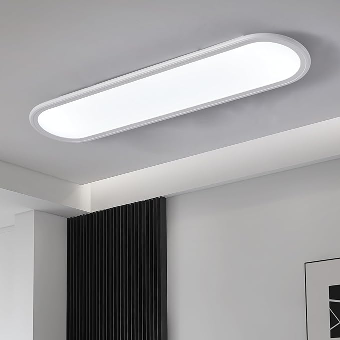 27.6 Inch LED Ceiling Light, High Brightness Linear Ceiling Lamps,6000K Cool White Modern Ultra Thin Low Profile Light Fixture for Bedroom Kitchen Study Room Hallway,White/36W
