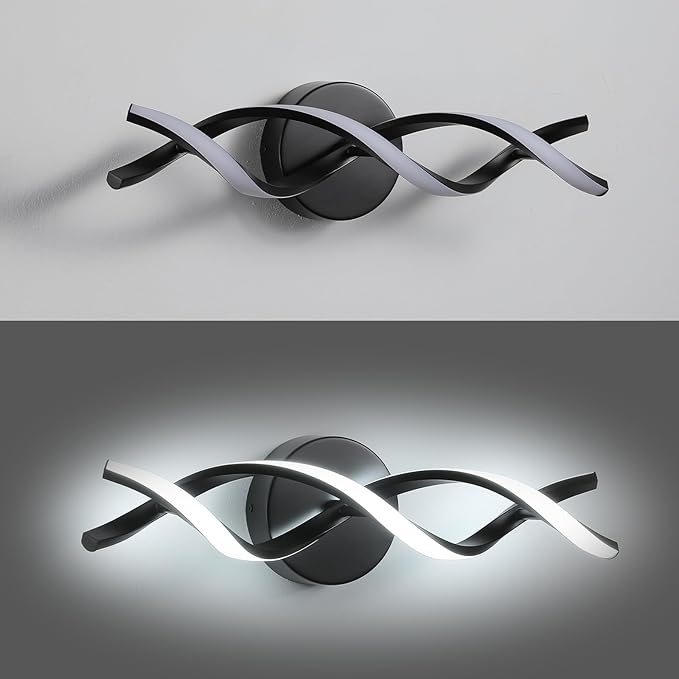 Modern Black LED Vanity Lighting,Bathroom Light Fixture Over Mirror,18 Inch,6000K Cool White