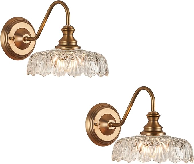 HDDFL Vintage Wall Scone Bedside Wall Lamp Matte Brass Bedroom Light Fixtures in Door Lighting Fixture for Living Room Hallway Corridor 2 Pack