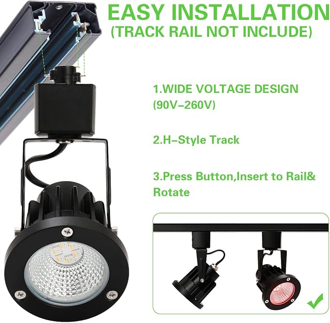 15W RGB LED Track Light Heads,Color Changing Track Lighting Head H Type RGBW Accent,Party,Game Room,16 Color Ceiling Track Light Fixture Halo 8 Pack (Black)