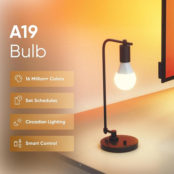 Nanoleaf Essentials Smart Light Bulbs, Matter LED Bulbs A19 E26 60W 2PK | Work with Alexa & Google Home, WiFi Lighting Bulbs with 16M+ RGBTW Color Changing, Music Sync, 1000lm