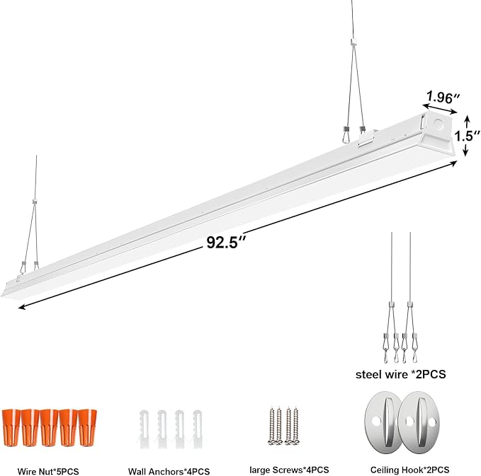 ANTLUX 8FT LED Shop Light Fixture 110W 5000K Linkable, 4 Pack | 12200 LM, Linear Strip, Fluorescent Tube Replacement, 8 Foot, for Garage, Warehouse, Workshop
