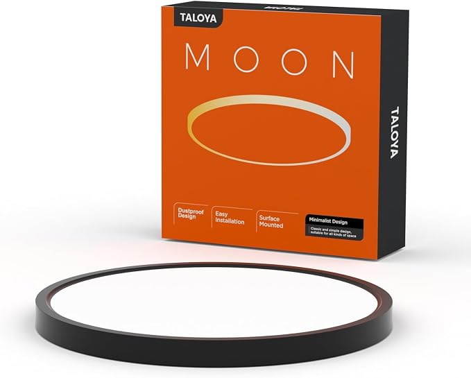 TALOYA Flush Mount Ceiling Light Fixture,10 Inch,18W,5000K Daylight Black | 100–240 VAC Input LED Ceiling Light for Bedroom, Living Room, Porch,Bathroom,Kitchen, Laundry,Hallway and Closet