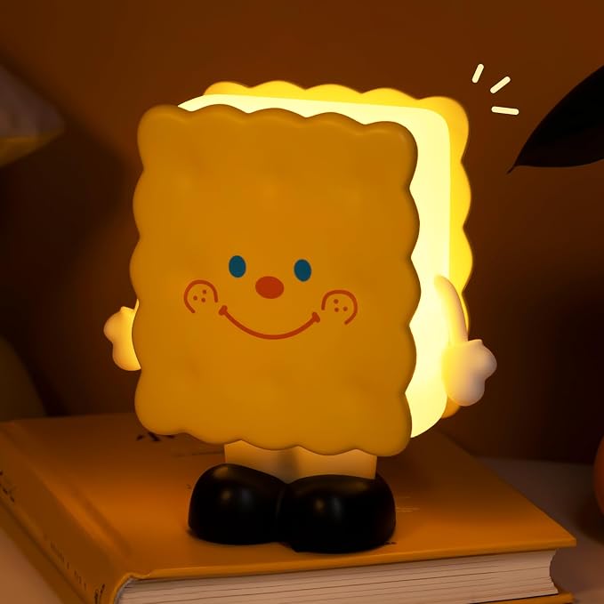 Biscuit Night Light for Kids, Rechargeable Baby Night Lights, Portable Sleep Nightlight, Cute Nursery Lamp, Table Lamps for Bedroom, Office, Birthday Gifts for Baby Teen Adult, Room Decor