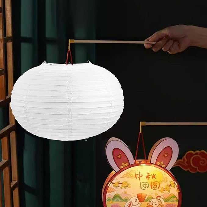 DOITOOL Round White Paper Lanterns 12 inch, Decorative Chinese/Japanese Hanging Round Paper Lanterns Lamp Japanese Lampshade for Wedding, Anniversary, Bridal, Birthday, Home Decor, Party Decoration