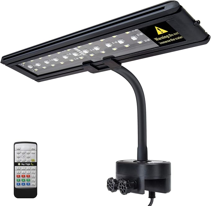 IREENUO Aquarium LED Light, Full Spectrum Fish Tank Clip on Light with Remote, Color Changing Lighting for Reef Coral Aquatic Plants and Fish Keeping (10W（11.8inch）)
