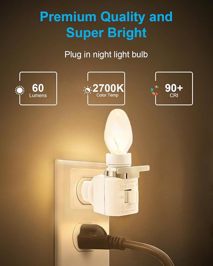 Night Light Bulb Warm White Replacement Bulbs - E12 Light Bulbs - 7Watt Incandescent Bulbs - 15 Packs, Warm White Glow - Dimmable (Night Light Bulbs 7 Watt)