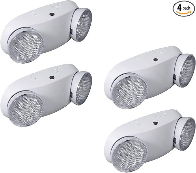 CM MZY Emergency Lights with Battery Backup,Commercial Emergency Light,Two Adjustable LED Light Head,Emergency Lighting Fixtures,120V/277V AC, UL Certified,4 Pack