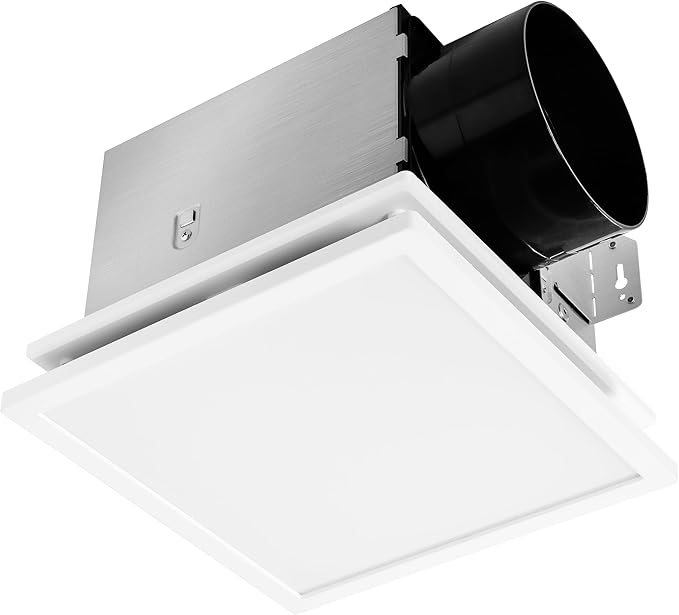 Tech Drive Bathroom Exhaust Fan with Light - 150 CFM, 1000lm Dimmable 5CCT LED Light with Night Light Selectable, 6-Inch Duct Quiet Ventilation Fan, Decorative White Trim, Easy to Install