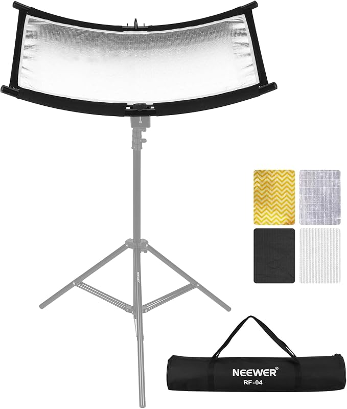 NEEWER U Type Light Diffuser Reflector for Studio and Photography Situation with Carrying Case, Arclight Curved Reflector 30"x18"/75x40cm in Black/White/Gold/Silver (Light Stand Not Included), RF-04