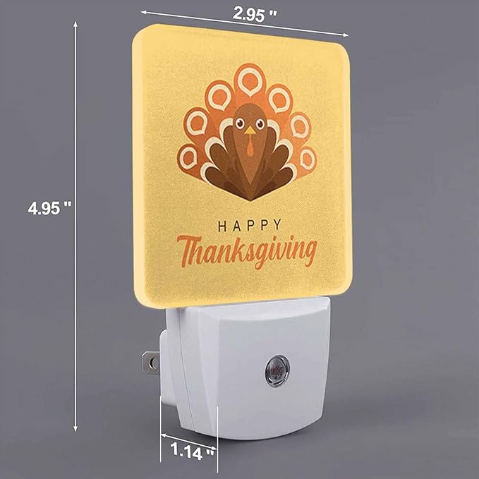 LED Night Light Plug into Wall with Dusk to Dawn Light Sensor White Energy Efficient Thanksgiving Cute Turkey Nightlight for Bedroom Bathroom Hallway Living Room Kitchen
