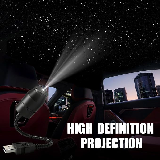 Ultra-High-Definition Car Projection – Star Night Light Projector, USB Starry Sky Lamp with 360° Gooseneck & Dimmer for Bedroom, Ceiling Decor