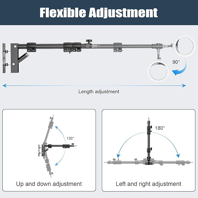 Ring Light Mount - Wall Mount Triangle Boom Arm.43inch/110cm