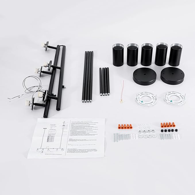 5-Light LED Track Lighting Kit Black Track Light Flexibly Rotatable Light Head Modern Spot Lighting for Kitchen Living Room Dining Room Bedroom Closet Bar