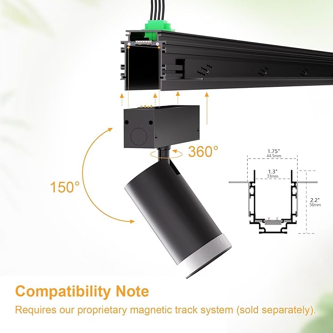 Adjustable Focus Spotlight 4 Pack, 18W Magnetic Track Light Head, 24V LED Lamp, Rotatable Spotlight, Smart Control via App, Remote & Voice, Dimmable & CCT 2700K-6000K, Beam Angle 20°-45°