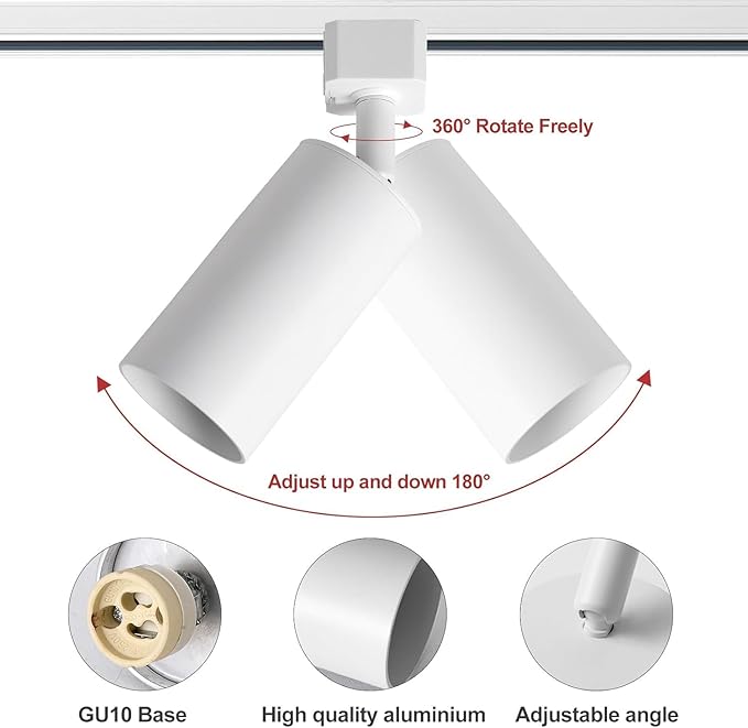 Plug in Track Lighting with Power Cord, 4-Light GU10 Track Lighting Kit with 3.3FT H Type Track Lighting Rails, Modern Kitchen LED Track Lighting Fixtures Ceiling Spot Light, White (No Bulbs)