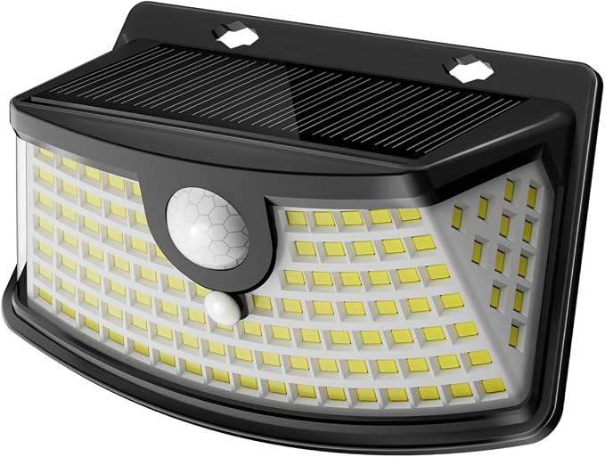 Aootek Solar Motion Sensor Lights Outdoor 120 LEDs, Black, 1 Pack | Lights Reflector, 270° Wide Angle, IP65 Waterproof, Step Lights For Front Door, Yard, Garage, Deck
