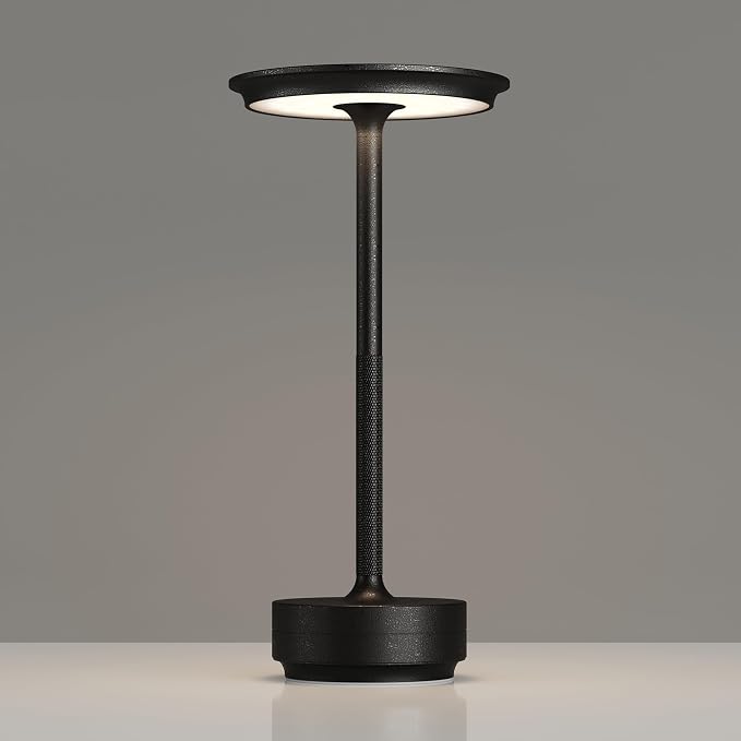 TBBGA 1 Pack Rechargeable Table Lamps Cordless, 5000mAh Outdoor Table Light | 3 Color Stepless Dimming Portable LED Table Lamp with Memory Function, for Home/Dinner/Patio/Restaurant.(Diamond Black)