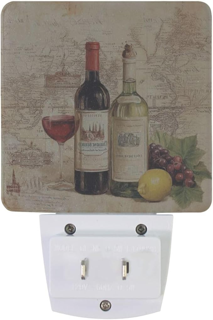 Vintage Wine Grapes Night Light Dusk to Dawn Sensor LED Night Dimmable Nightlight Lights Plug into Wall for Living Room