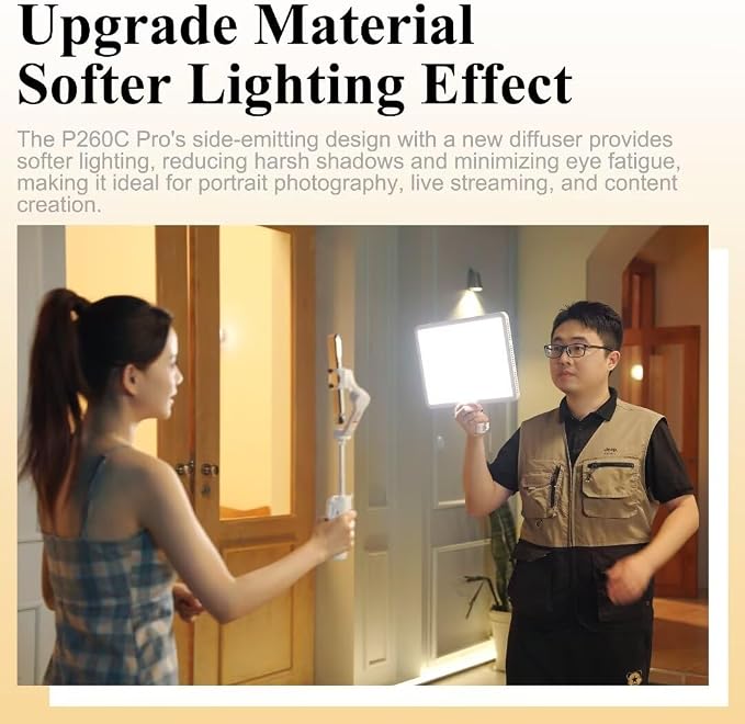 Godox P260C Pro LED Video Panel Light 45W Bi-Color 2800K- 6500K with NFC Automatic Pairing and APP Control