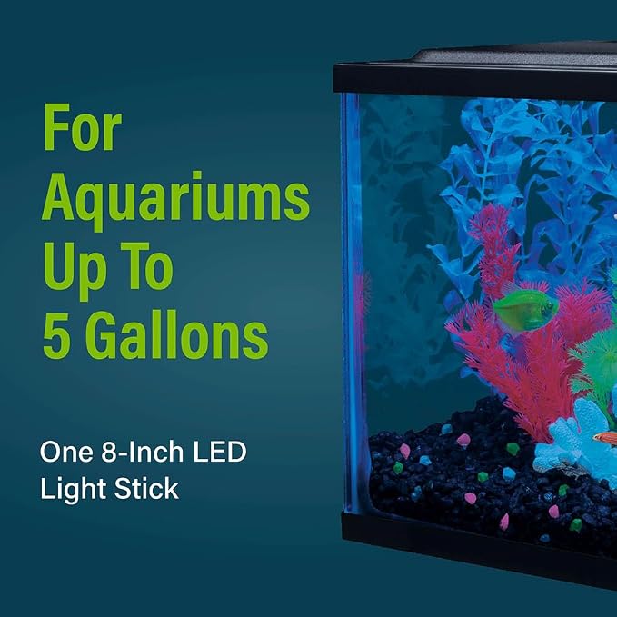 GloFish 8-Inch LED Light Stick for Fish Aquariums Up to 5 Gallons, 1 Count, with White, Blue and Magenta LED Lights