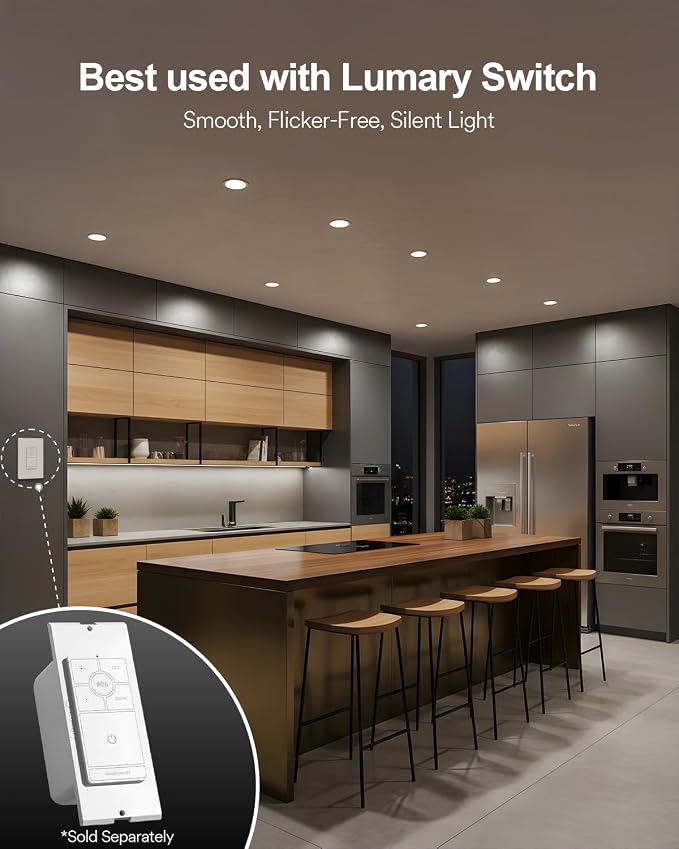 Lumary Smart Recessed Lighting 4 Inch, RGBWW Canless Slim Wafer Lights 9W | 780LM, Supports Lumary Dimmer Switch, BT Remote Control, Work with Alexa & Google Assistant, Custom Scenes, ETL, 4Pack