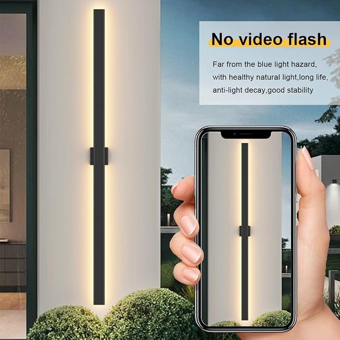 Aipsun 2 Packs 71in Outdoor Wall Sconce, 3000K 4000K 6000K Modern Black Exterior Light, Long LED Linear Wall Light Outside Lighting for Entrance, Hallway, Garage, Porch(3CCT)