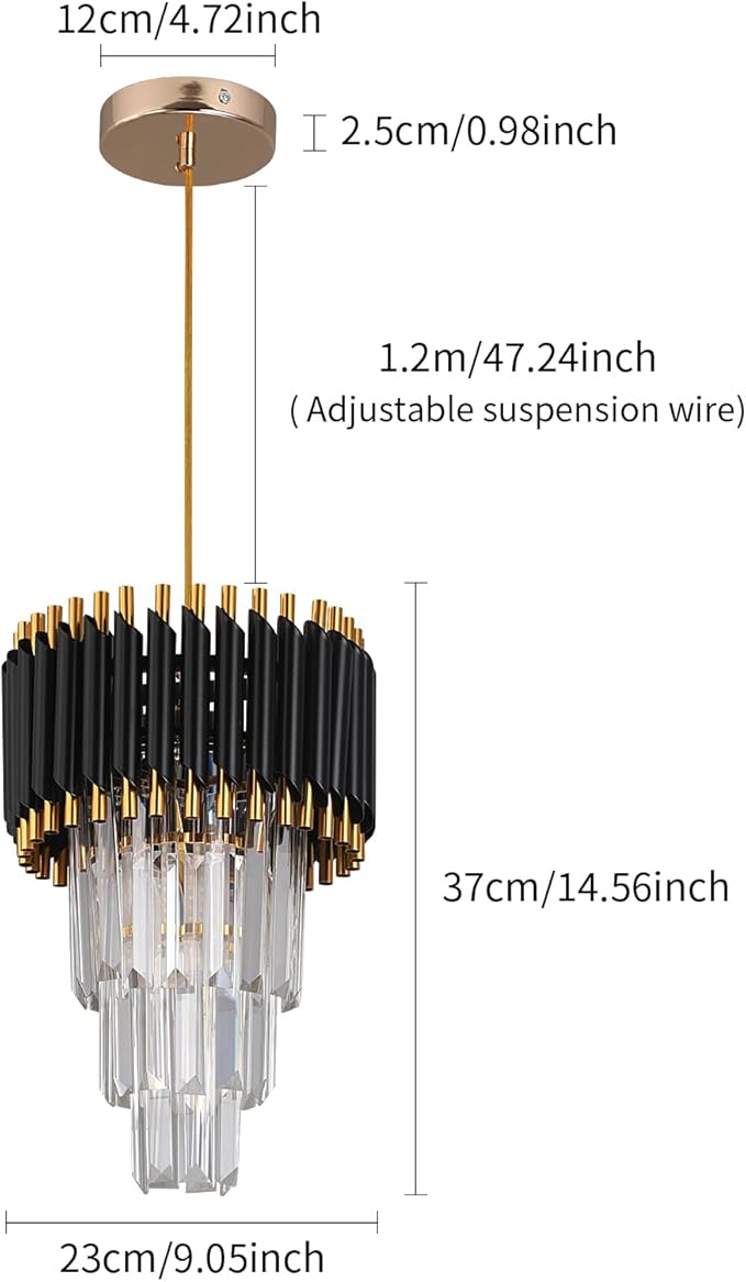 Crystal Chandelier Gold Pendant Light Fixtures Modern Round Crystal Pendant Light for Kitchen Island D9'' Luxury Hanging Light for Dining Room LED Light with Bulb for Bedroom Living Room