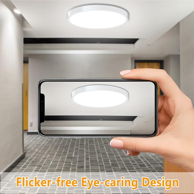 LED Ceiling Light Fixture Flush Mount, 9inch Low Profile Ceiling Light | 18W 5000K, Slim Flat Surface Mount Ceiling Lights for Bedroom Kitchen Hallway Laundry Stairwell Basement Closet White