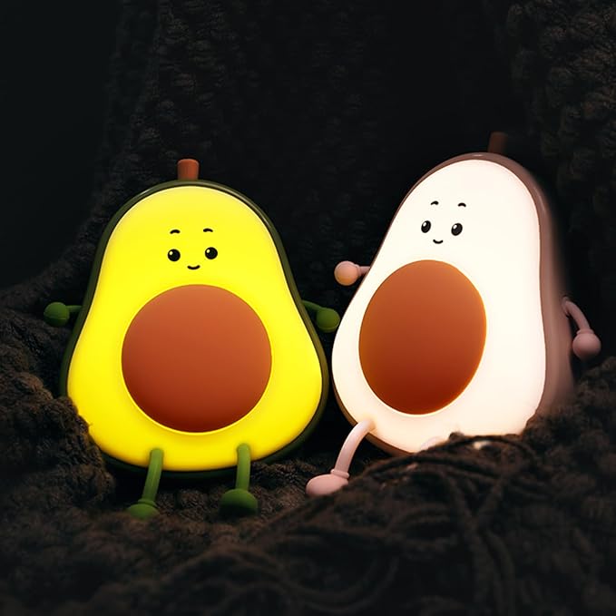 Avocado Night Light, Fruit Night Lamp for Kids Bedroom USB Rechargeable Lamps 3 Brightness Levels, Nursery Bedside Delay-Off Nightlight for Baby Toddler Boys Girls Birthday Christmas, Green