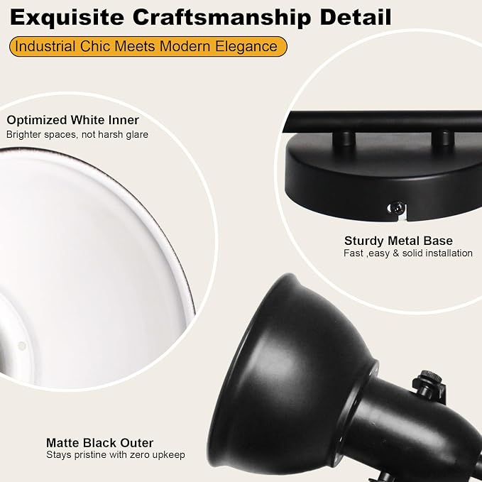 HiBay 6-Light Track Lighting, Adjustable Ceiling Light Fixture Black | Industrial Track Spot Light Indoor for Kitchen, Dining Room, Living Room, E26 Base (Bulb Not Included)