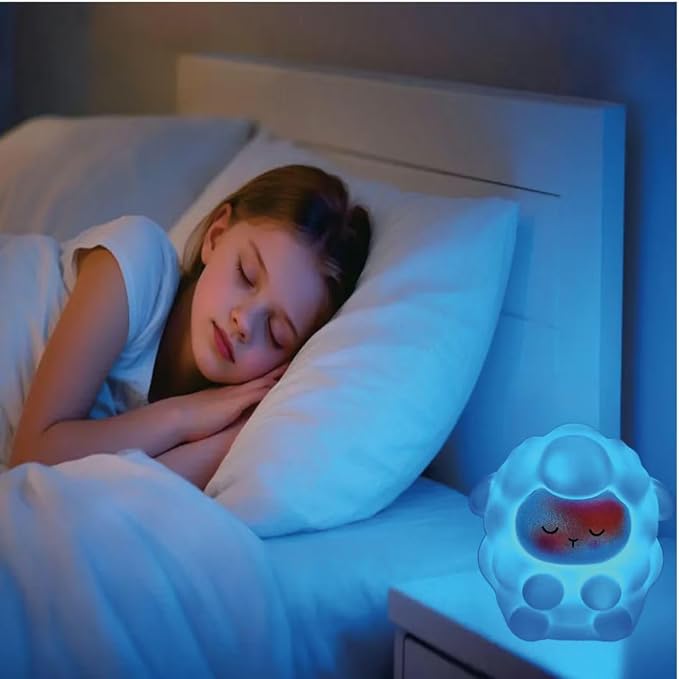 Rechargeable Sheep Night Light for Kids Gift, Soft Silicone Touch LED Lamp, 7 RGB Colors Changing with 3 Adjustable Brightness, Cute Animal Nursery Bedside Nightlight