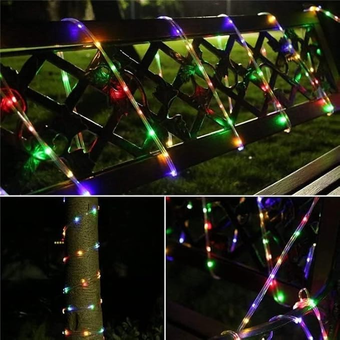 Solar Rope Lights, 66 Feet 200 LED 8 Modes Solar Rope String Lights Outdoor Fairy Lights Rope Waterproof Tube Lights with Solar Panel for Outdoor Indoor Home Decoration Garden Patio Parties