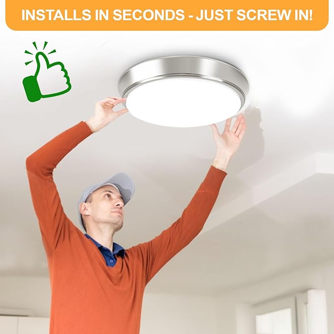 13 Inch 36W Dimmable Flush Mount LED Ceiling Lights, 5CCT (2700K-6500K) Adjustable & 4000LM Super Bright LED Ceiling Light Fixtures, Brushed Nickel Modern Ceiling Lamp for Bathroom Hallway, 2-Pack