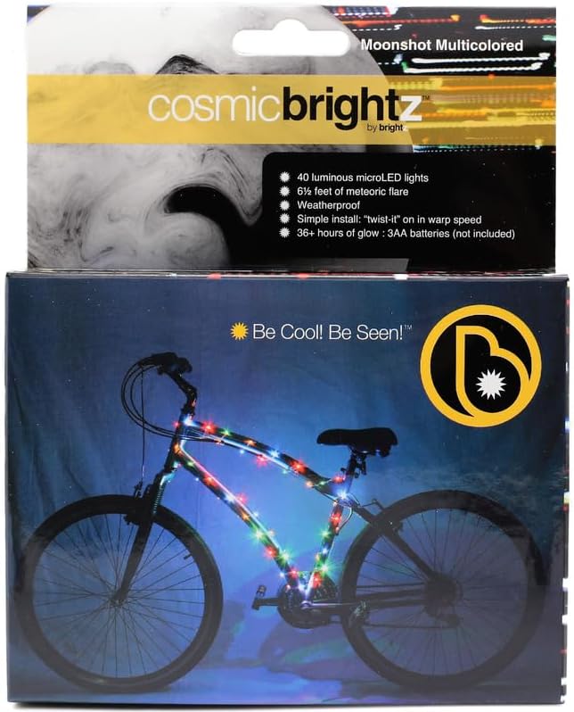 Brightz CosmicBrightz LED Bike Frame Rope Light - 6.5-Foot String Rope - Battery-Powered with On/Off Switch - Ultra Bright Color Keeps Your Ride Fun and Safe for Kids, Teens, & Adults
