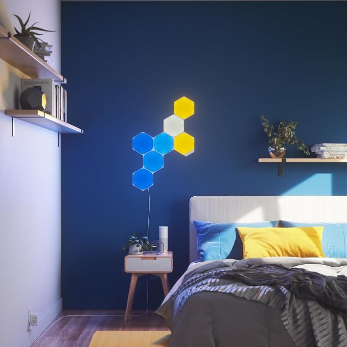 Nanoleaf Shapes Hexagon Lights, Smart RGBW LED Wall Light Panels, 7PK | Compatible with Alexa Google Assistant, Home Wall Decor for Living Room with Music Sync, Smarter Kit