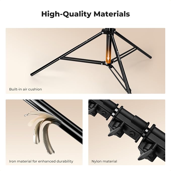 K&F CONCEPT Air Cushioned Light Stand, 53-157" Height, 1/4"-3/8" Adapter | 13.1ft Heavy Duty Photography Tripod Stand, Max Load 17.6 lbs, Sandbag Included for Studio Softbox COB Light, TL15