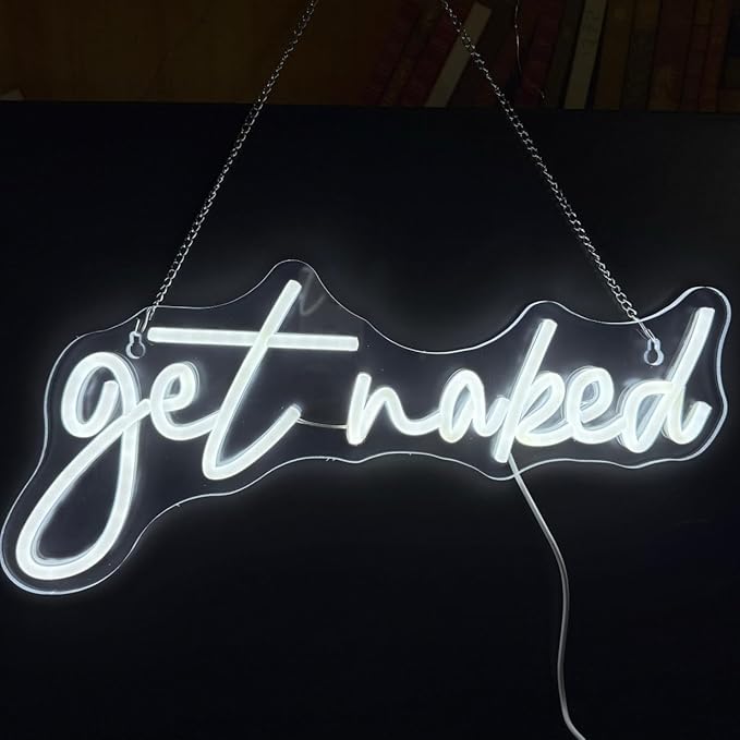QiaoFei Led Get Naked Neon Sign Letters USB Powered Neon Lights for Room Home Bar Art Wall Decor Party Window Living Room Decor Christmas Gift (White)