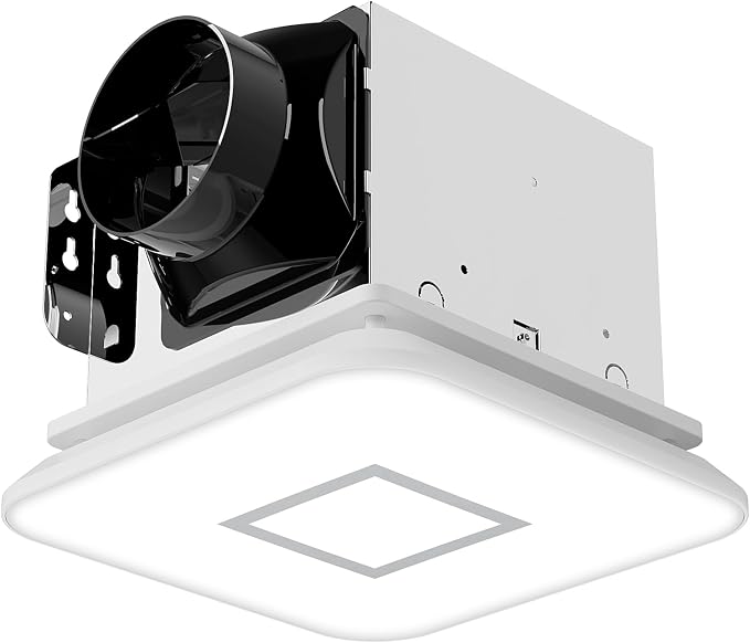 Fitop Bathroom Fan with Light，110CFM 1.0 Sones 1200lm LED Light 3000K/4000K/5000K Selectable，120V 43W Quiet Bathroom Ventilation Exhaust Fan for Shower/Restroom/Office/Home(silver)