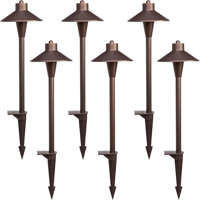 Landscape Path Lights 6 Pack, Low Voltage Pathway Lights Compatible with Transformer, 3CCT Adjustable LED, Premium 12V 24V DC ORB Landscape Path Lighting for Outdoor Yard Garden Walkway, Flat Hat