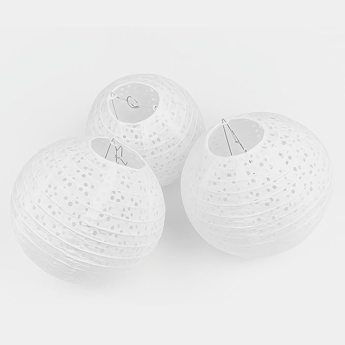 12Pack White Paper Lanterns Decorative Chinese Japanese Hanging Paper Lanterns Party Decorations 8Inch Round Hollow Lamps for Valentines Wedding Anniversary Baby Shower Outdoor Indoor Birthday Decor