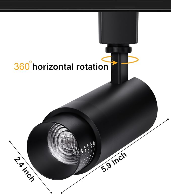 Zoomable LED Track Lighting Heads,2700K-6500K Stepless Dimming H Type Dimmable Rail Ceiling Track Lights Fixtures for Kitchen,Flicker Free 15° to 60° CRI90 12W 1200LM,Black 10 Pack