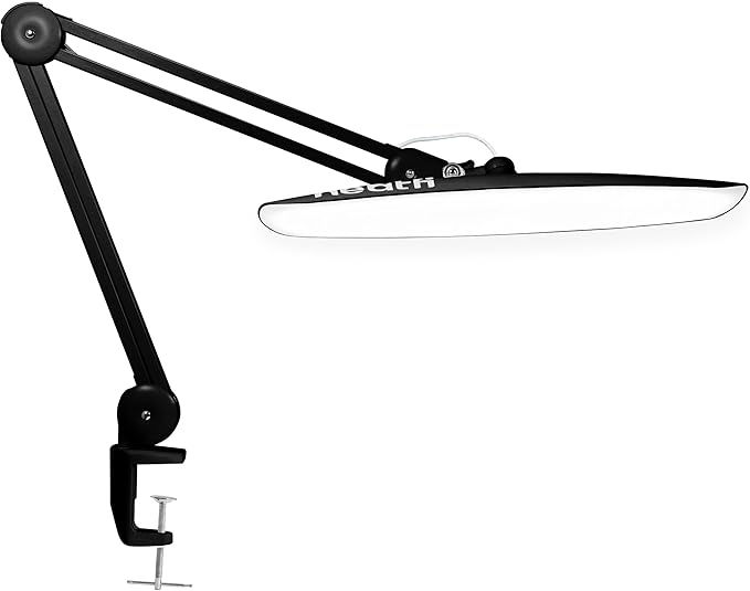 Neatfi XL 2200 Lumens 24W LED Desk Lamp – Shadow-Free Task Lighting | 4-Level Dimming | Home Office & Crafts Use | 20-Inch Wide Head (Black, Non-CCT with Clamp)