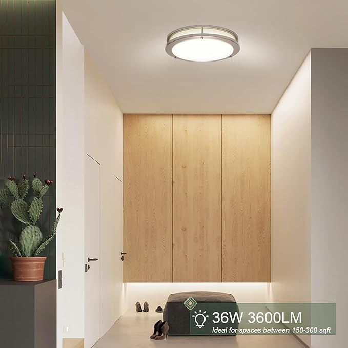 OOWOLF 4-Pack 13” LED Flush Mount Ceiling Light Fixture, 5CCT Adjustable 3000K/3500K/4000K/5000K/6000K Ceiling Lights, 36W Brightness Dimmable Lighting, ETL Listed, for Hallway Bathroom or Kitchen