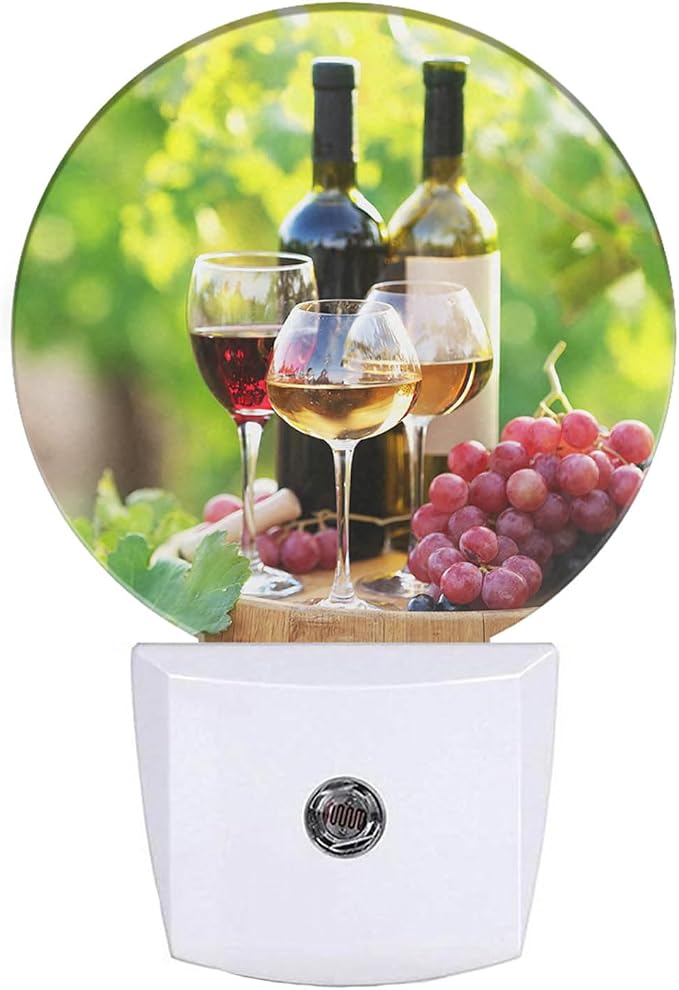 EKOBLA Autumn Harvest Night Light, Wine and Grapes Night Lights Plug Into Wall with Dusk to Dawn Sensor, 0.5W Sleep Friendly for Home Decor