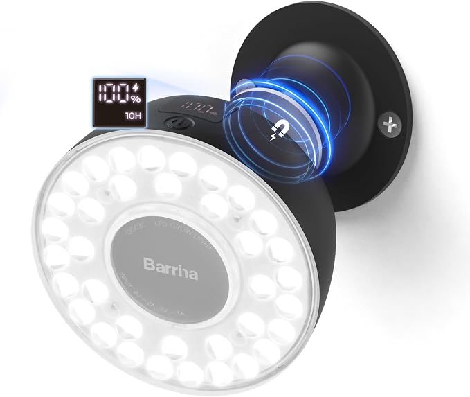Barrina Orbgrow OG03C Rechargeable Puck Grow Light, 5000K, 1 Pack, Black | Cordless Full Spectrum Plant Light for Indoor Plants, Magnetic & Touch Switch with Timer, Small Grow Lamp for Plant Shelf