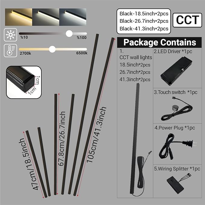 HAMRVL Black CCT LED Recessed Lighting Kit, 6 PCS Tunable 2700k-6500k Wall Panel Lights with Smart Switch, Self-Adhesive, Dimmable, for Wood Slat Wall Panels, Headboards, Stairs, Living Room, Bedroom